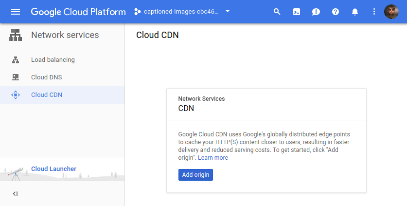 Screenshot of Cloud CDN