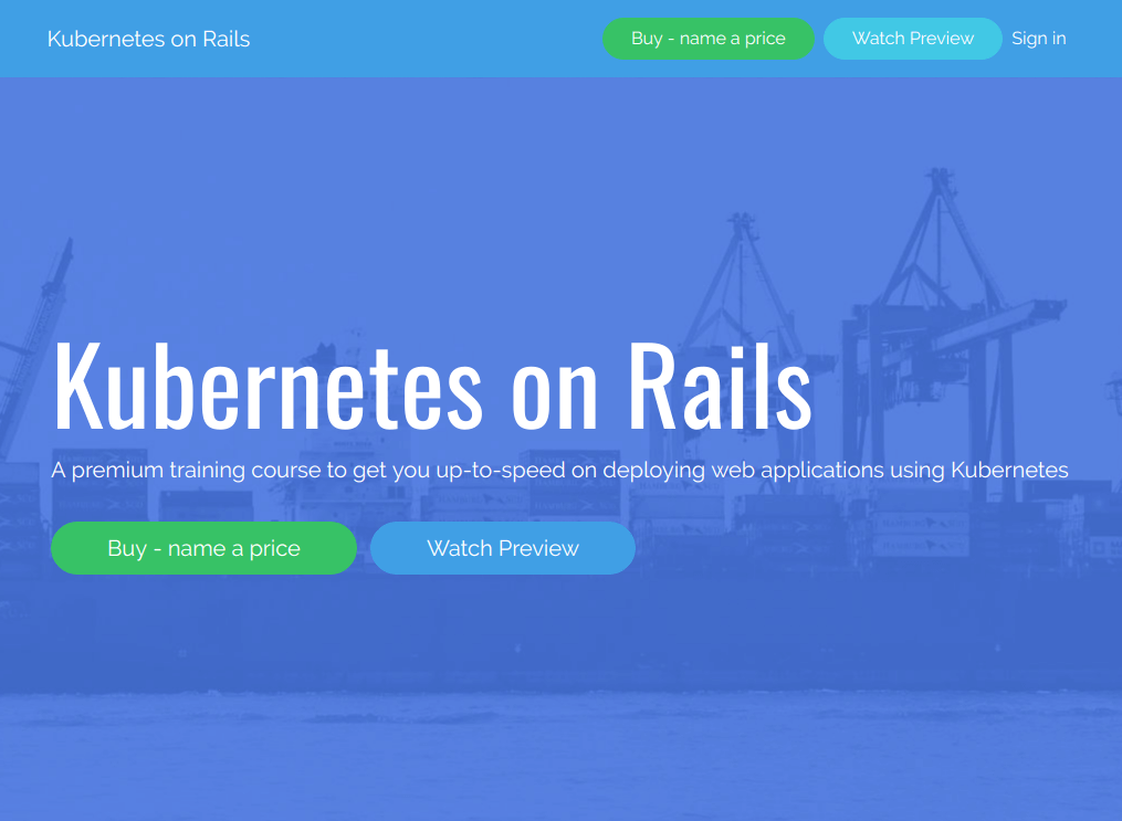 Kubernetes on Rails website preview